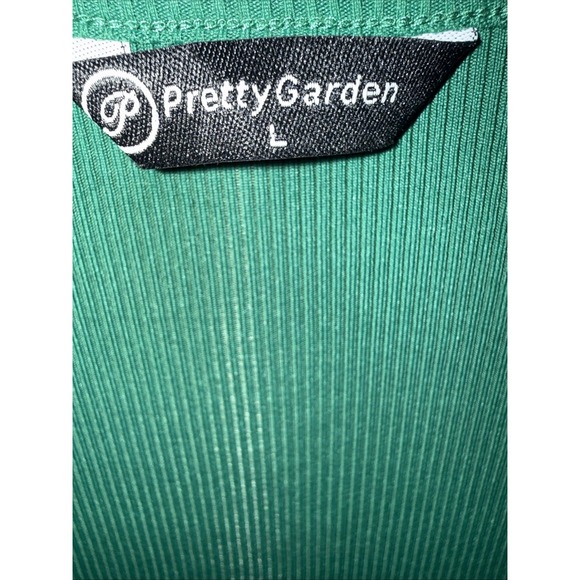 Pretty Garden Long Sleeve Pant Stretchy Jumpsuit Green Women's Large - Picture 2 of 4